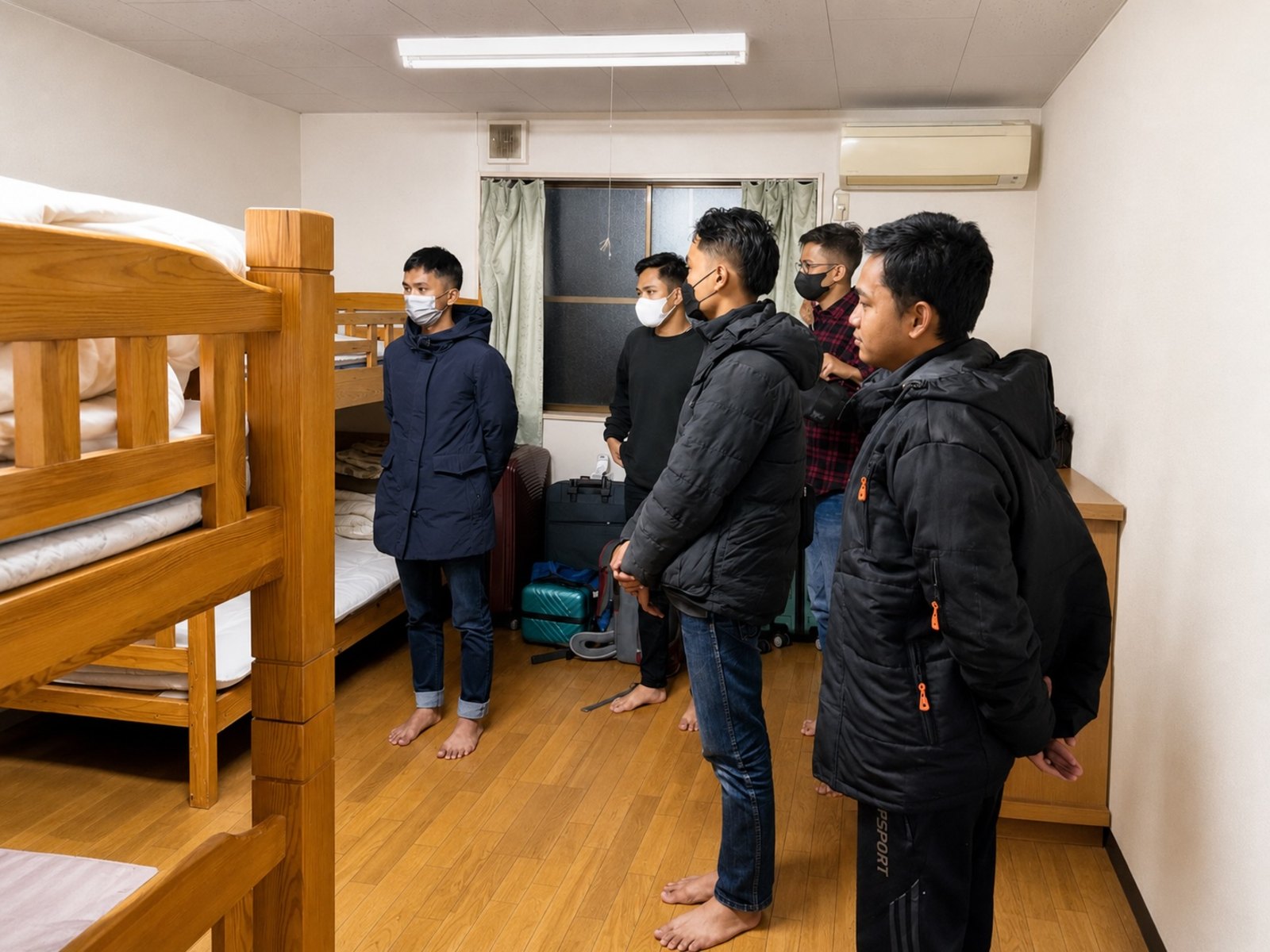 来日後、寮（住環境）を確認する実習生のみなさん